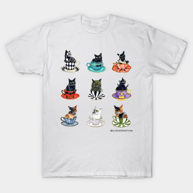 Teacup Meownsters T-Shirt by Clockwork Art